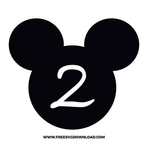 Mickey Head Number 2 Svg And Png Cut Files Free Svg Download