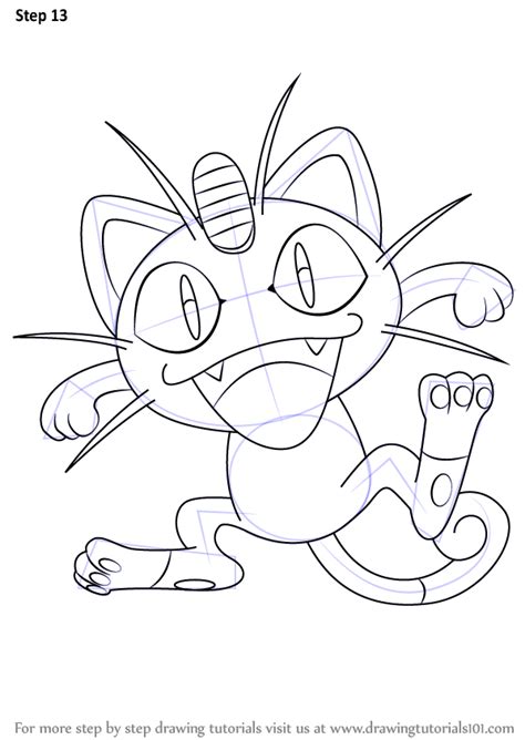 Learn How To Draw Meowth From Pokemon Pokemon Step By Step Drawing