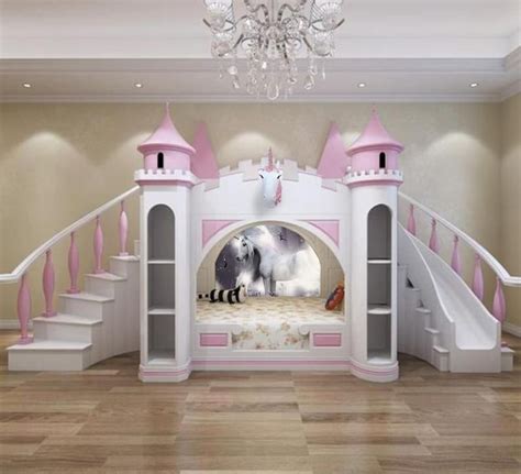 Twin loft bed with stairs. Made to order luxury unicorn castle bunk bed slide stairs ...