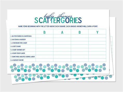 Cute baby or toddler boy illustration in various poses such as standing, sitting, crying, playing, crawling. Printable Baby Shower Scattergories Game Boards - Sprinkle ...