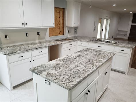 Taupe Grey Granite Kitchen White Cabinets Grey Granite Countertops