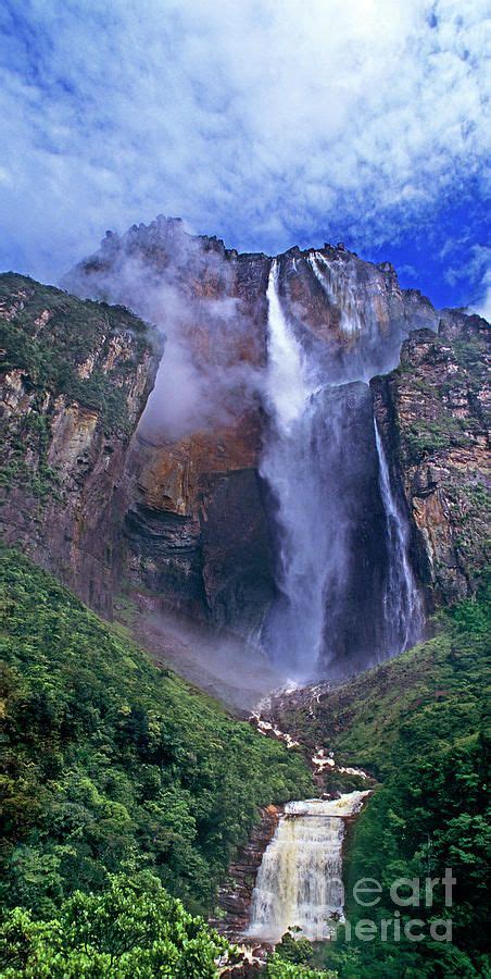 Angel Falls In The Tropical Rainforest Of Canaima National Park