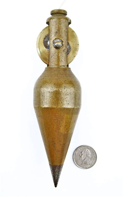 6″ Brass Plumb Bob With Reel Vintage Vials Antique Tools