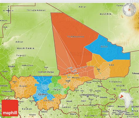 Political 3d Map Of Mali Physical Outside