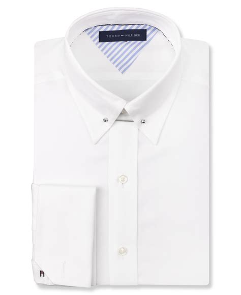 Lyst Tommy Hilfiger White French Cuff Dress Shirt With Collar Bar In