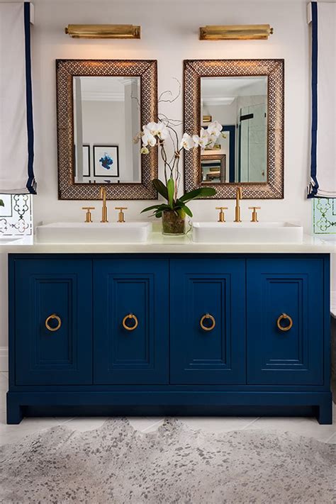 Blue bathroom bathroom colors bathroom inspiration boys bathroom farmhouse bathroom decor blue painted walls trendy bathroom painting bathroom bathroom paint colors. midnight blue his & hers bathroom sink | lovelyspaces.com ...