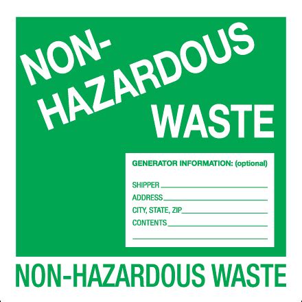 6 X 6 Non Hazardous Waste Labels