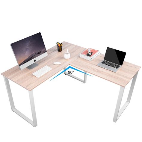 New Merax 59 Inch L Shaped Office Desk With Metal Legs Corner Computer