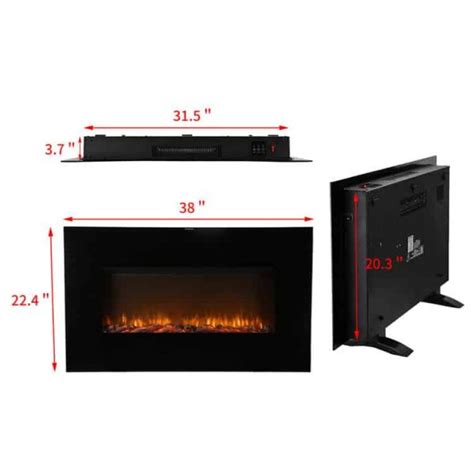 Ainfox Electrical Fireplace Heater Stove With Wall Mounted Black Flat