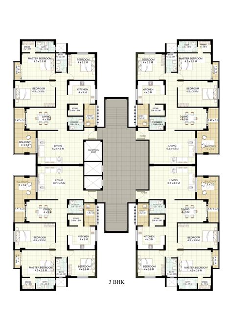 3 Bhk Apartment Floor Plan Architego