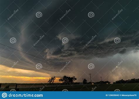 Hp High Precipitation Supercell With A Green Core Stock Photo