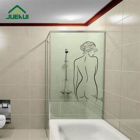 Beauty Shower Bath Glass Removable Wall Stickers For Bathroom Art Decor