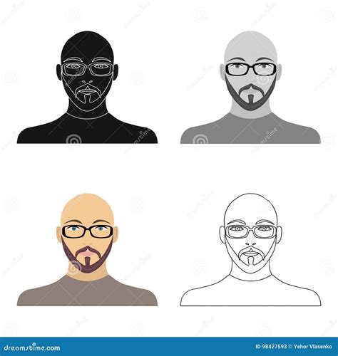 The Face Of A Bald Man With Glasses With A Beard And Mustache The