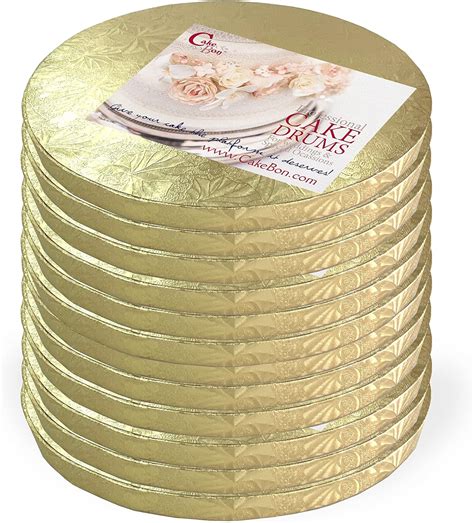 Cakebon Cake Drums Round 8 Inches Gold 12 Pack