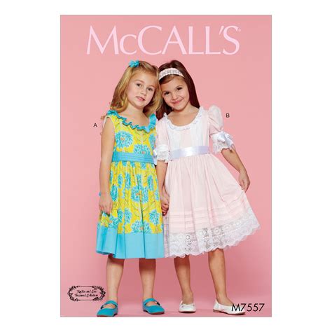 Mccalls Sewing Pattern Childrensgirls Ruffle Neck Dresses With