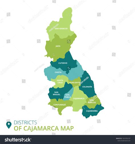 Vector Districts Cajamarca Map Stock Vector Royalty Free 1501953137