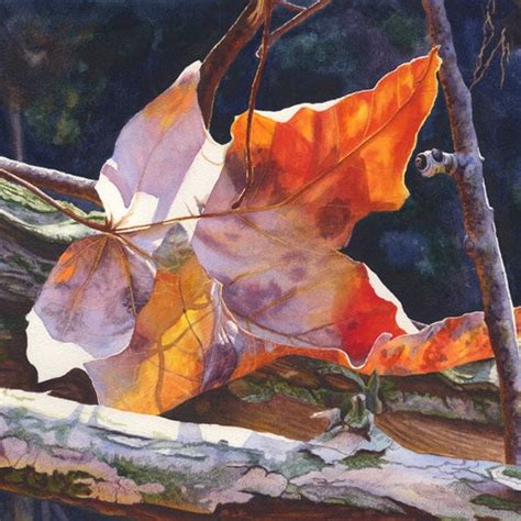 Autumn Leaves Art Watercolor Painting Print By Cathy Hillegas Etsy