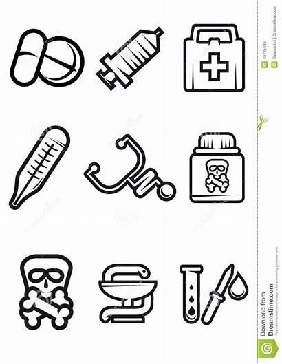 Outline Medical Kit Aid Doctor Coloring Stethoscope