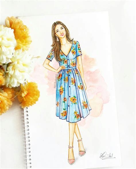 Art Fashionillustration Sketch Summer Floral Style Dresses