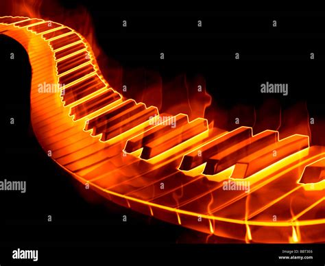 Great Image Of A Keyboard Or Piano Keys On Fire Stock Photo Alamy
