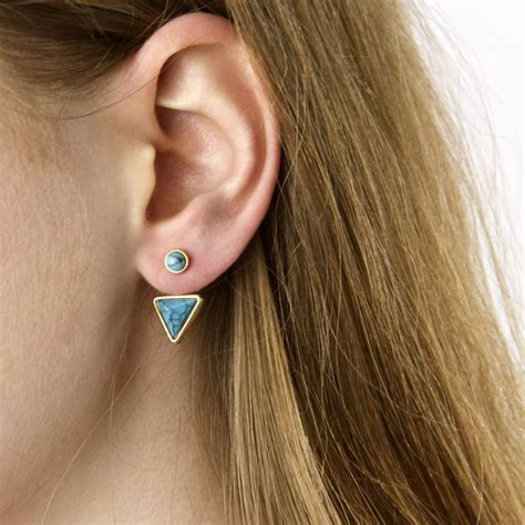 Two Way Turquoise Triangle Earrings By Gaamaa Notonthehighstreet Com