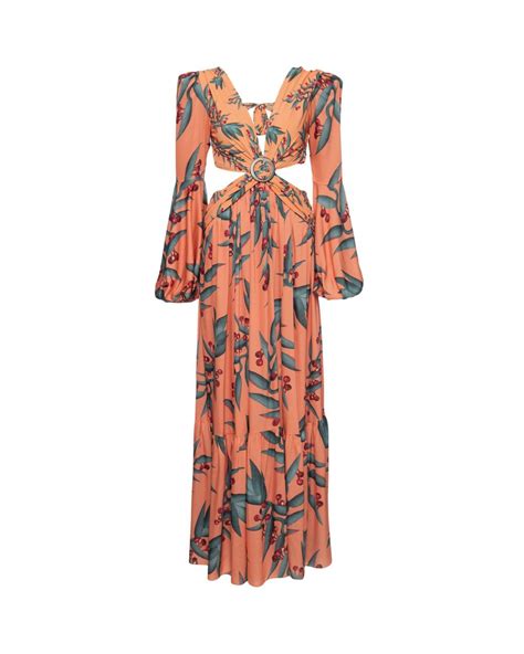 PATBO Synthetic Floral Cut-out Maxi Dress in Orange - Lyst