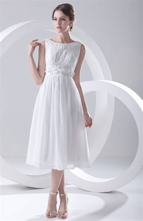 Simple Tea Length Chiffon Wedding Dress Beautiful And Affordable Free
