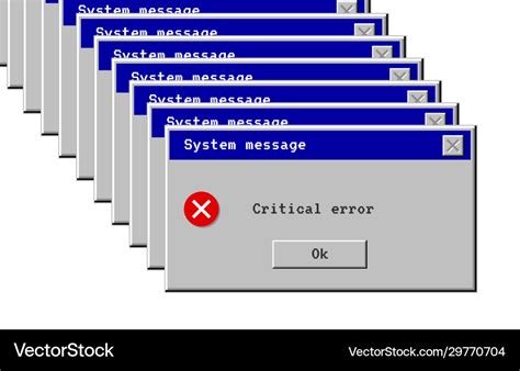 Critical Error System Message Window Old Style Vector Image