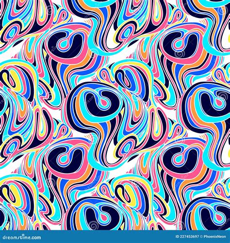 Psychedelic Abstract Seamless Pattern In Shape And Swirl Minimalism