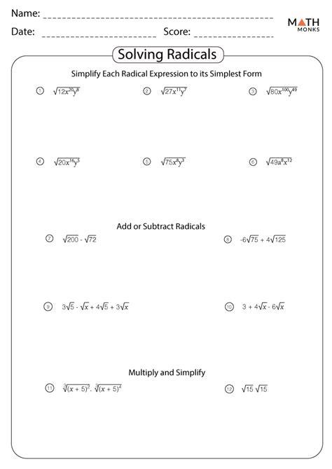 Simplifying Radicals With Imaginary Numbers Worksheet Pdf