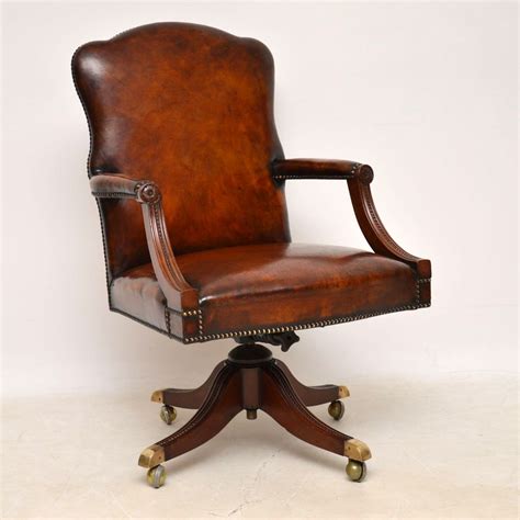 See more ideas about stool, desk stool, furniture. Antique Leather & Mahogany Swivel Desk Chair - Marylebone Antiques