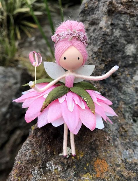 Mini Fairy Doll Handmade Fairy Soft Pink Flower Fairy Etsy Fairy