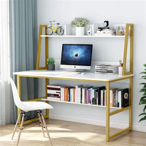 Tribesigns Computer Desk With Hutch And Bookshelf 47 Inches Home