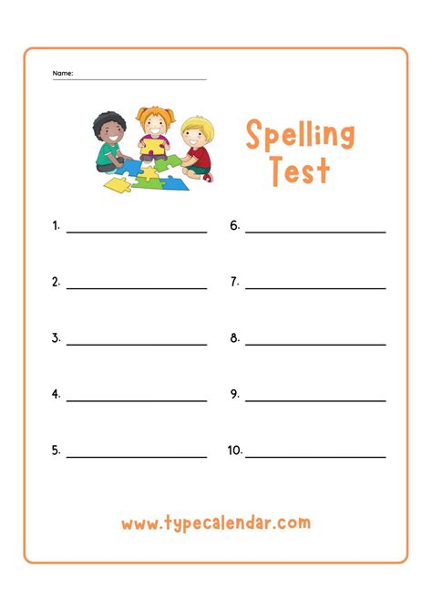 Spelling Test Template Free Printable Word And Pdf