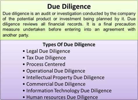 Due Diligence Meaning Types Process Efinancemanagement