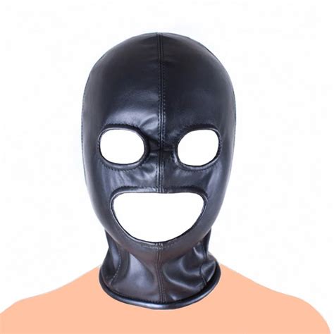 Gothic Sex Mask Hoodpu Leather Exposed Mouth Eyes Fetish Bdsm Bondage Masks Gimpcosplay