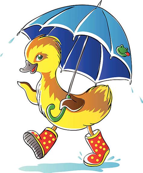 Cartoon Of A Yellow Duck Umbrella Illustrations Royalty Free Vector