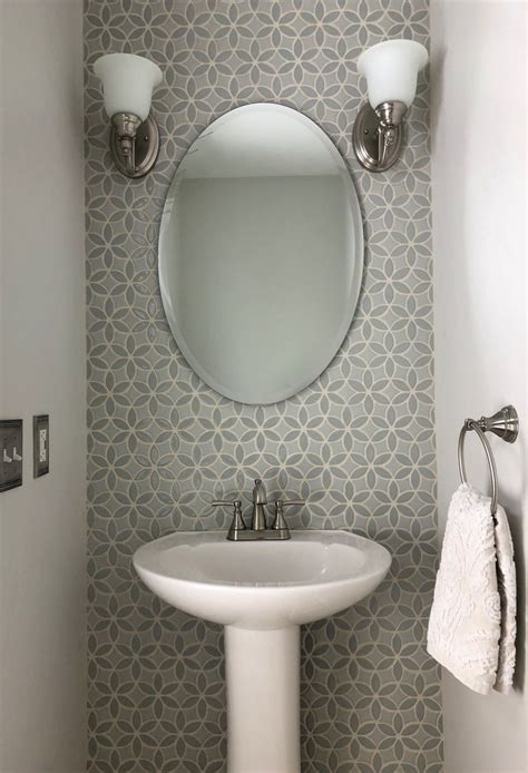 Charming Powder Room With Bloom Handmade Tile Accent Wall In 2020