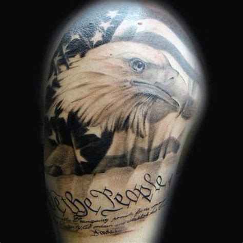 Bald eagle and american flag tattoo design by denise a. 60 We The People Tattoo Designs For Men - Constitution Ink ...