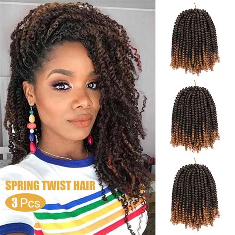 3pcs Spring Twist Crochet Curly Hair Synthetic Ombre Braids Hair Extensions 8 Ebay