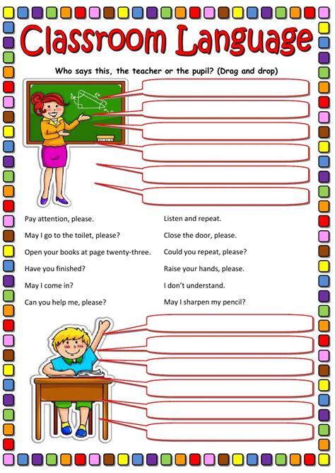 Classroom Language Worksheet Pdf Thekidsworksheet