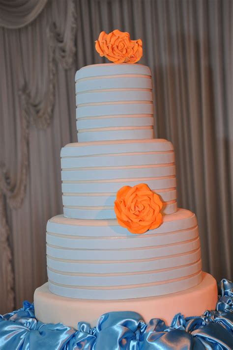 Aqua Blue And Orange Wedding Cake Orange Wedding Cake Orange Wedding