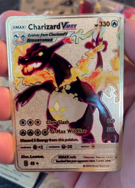Gold Metal Dark Charizard Custom Pokemon Card Vmax Ex Gx Shiny Etsy Uk