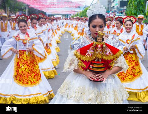 Participants In The Sinulog Festival In Cebu City Philippines Stock