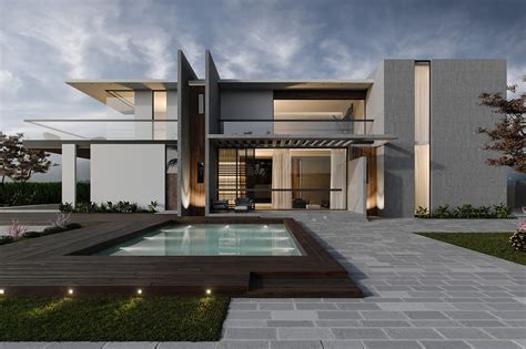 Modern Villa Exterior 3dvisualization Behance