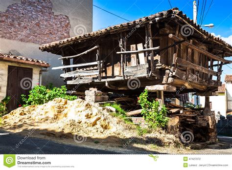 Pravia Old Wooden Building Used As Barn Asturias Spain