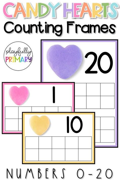 Candy Hearts Counting Frames Valentines Day Mini Eraser Math Center