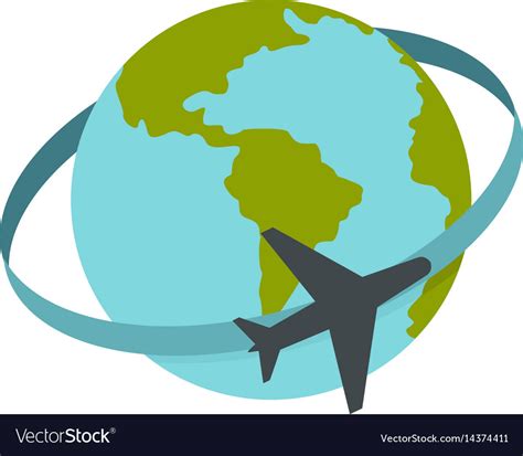 Travelling Plane Around World Icon Isolated Vector Image