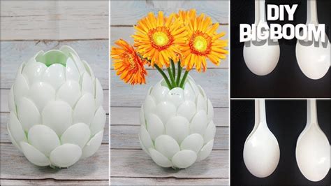 How To Make Flower Vase With Plastic Spoons Very Easy And Quicky Dbb
