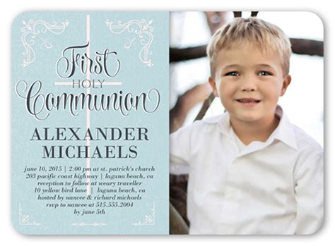 Personalized first communion invitations aren't the only religious cards you can make with tiny prints. Decorative Borders Boy 5x7 Invitation | First Communion ...